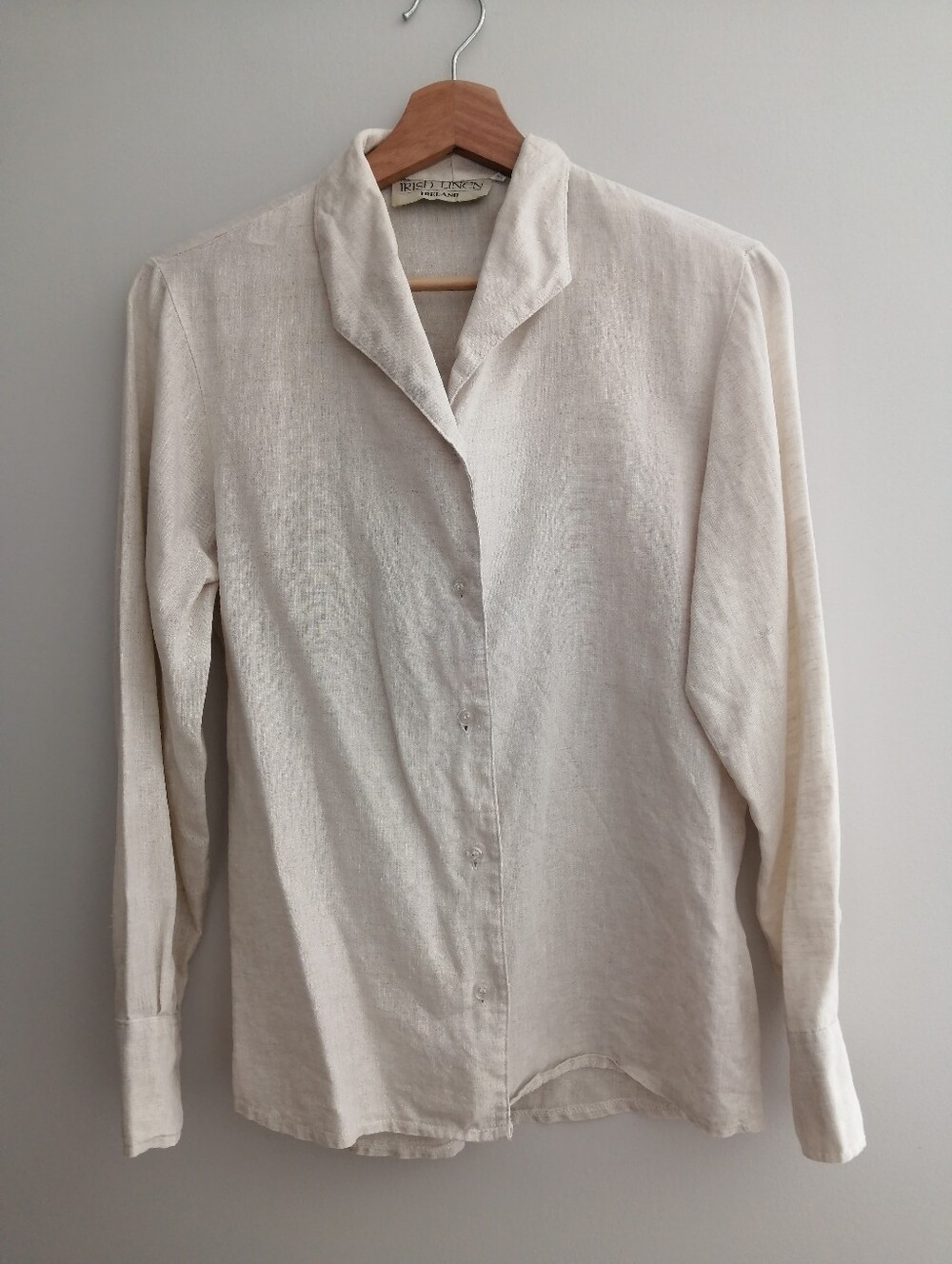 Vintage The Irish Linen Ireland Co Irish Linen Button Up Cream Small